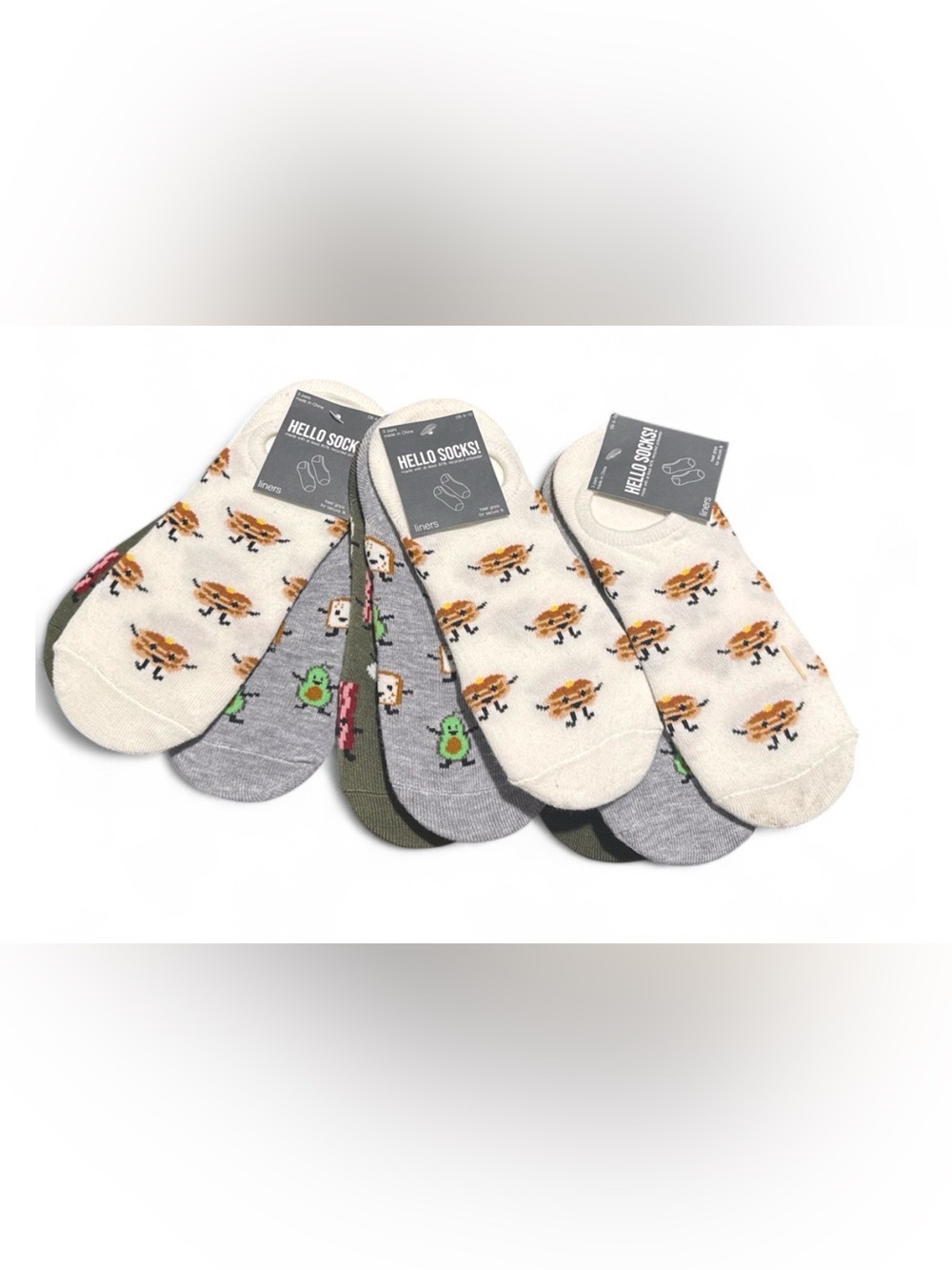 9pairs of Hello Socks Liners One Size 4-10